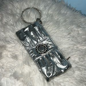 silver wristlet purse